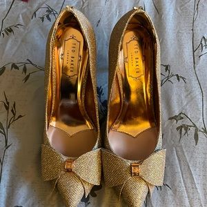 Ted Baker Azeline rose gold glitter heels 39.5
